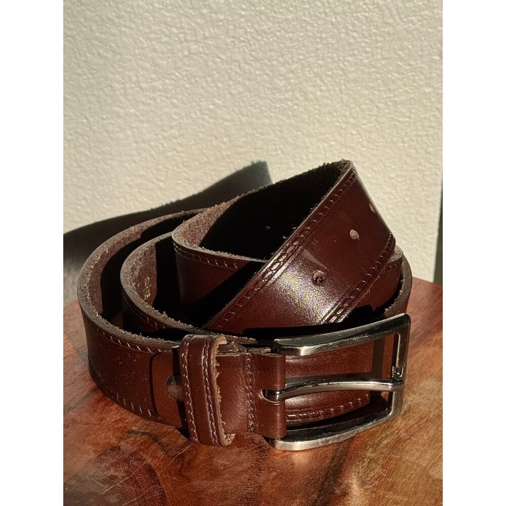 Hilal Kemer Genuine Leather Brown Belt Size 46 XL Handmade Style Dress Casual